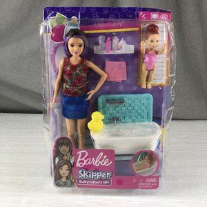 Barbie Skipper Babysitters Bath Time Playset Brunette Mattel Brand Toy set New